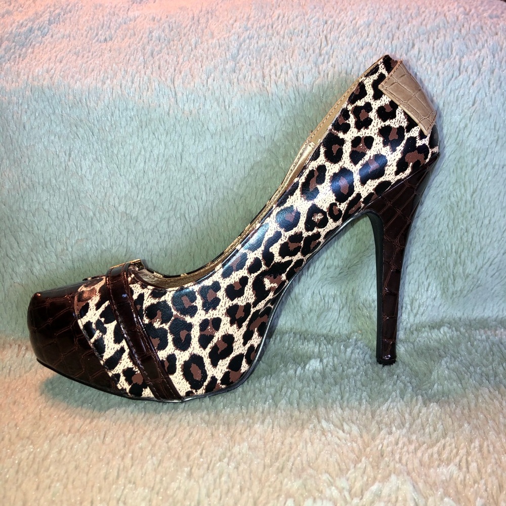 Qupid Leopard Print Heels